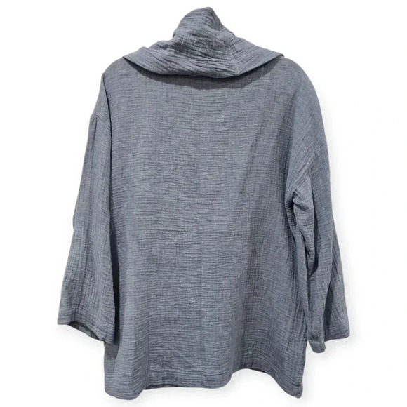 Soft Surroundings Size M Taylen women's sweater cowl neck light blue Linen Blend - Picture 2 of 5